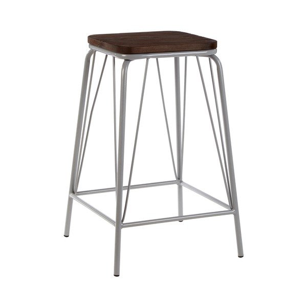 Scaun tip taburet gri/în culoare naturală închisă din lemn de ulm District – Premier Housewares