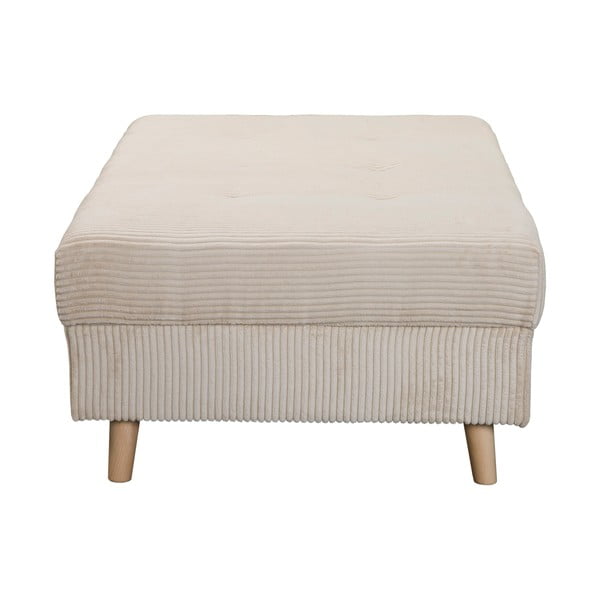 Taburet crem cu tapițerie din catifea reiată Ariella – Ropez-image-3