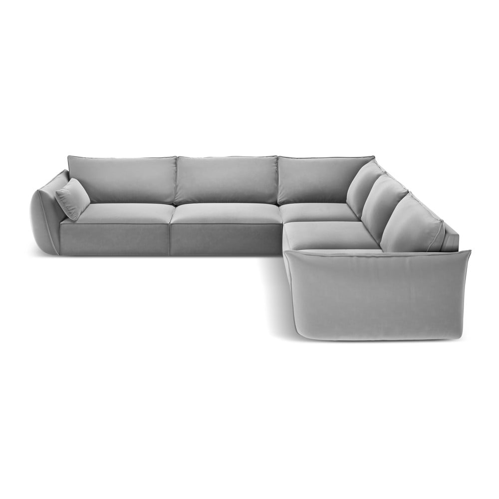 Colțar gri deschis cu tapițerie din catifea Vanda – Mazzini Sofas