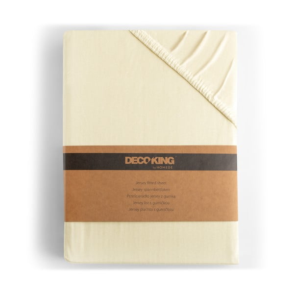 Cearceaf crem din jerseu cu elastic 90x200 cm Amber – Restilo-image-4