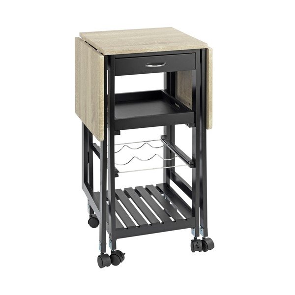 Dulap vinotecă negru/în culoare naturală cu aspect de lemn de stejar număr sticle 3, 97x77 cm – Maximex-image-2