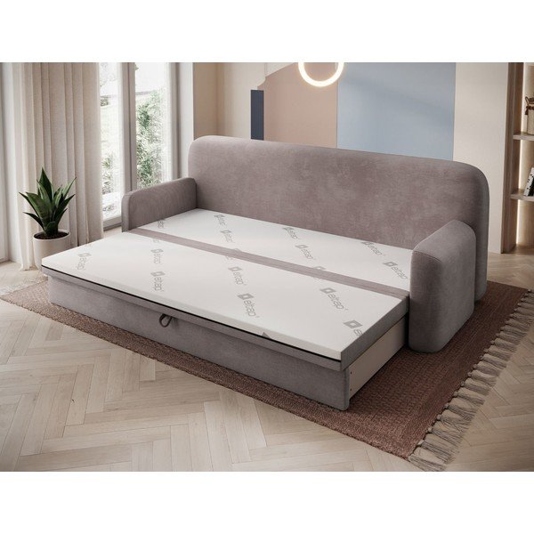 Canapea maro extensibilă/cu spațiu de depozitare cu tapițerie din catifea reiată  236 cm Elioss – ELTAP-image-2