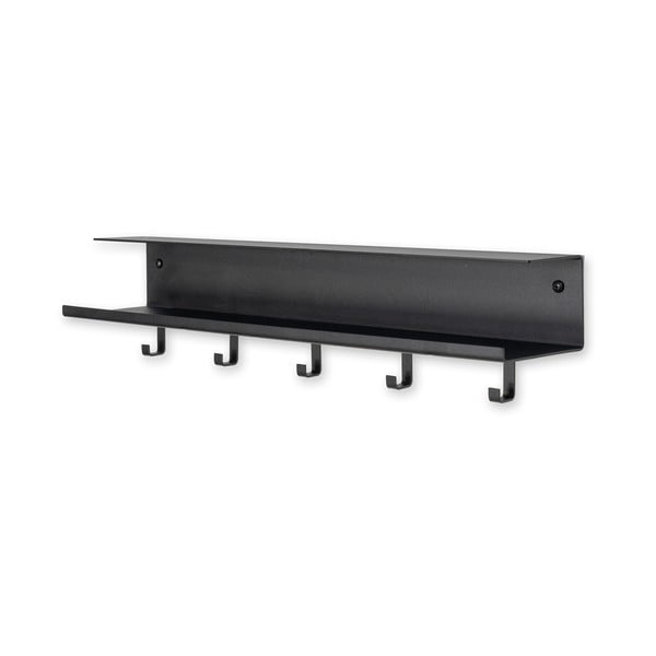 Cuier de perete negru cu raft din metal Easy – Spinder Design
