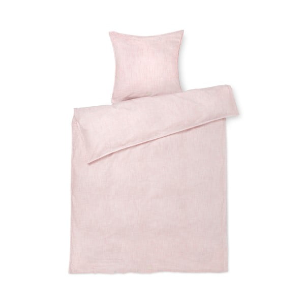 Lenjerie de pat albă/roz din bumbac organic pentru pat de o persoană 140x200 cm Monochrome Lines – JUNA