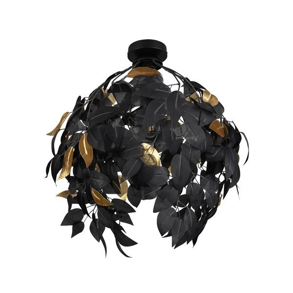 Plafonieră negru-mat din metal cu abajur din plastic ø 38 cm Leavy – Reality