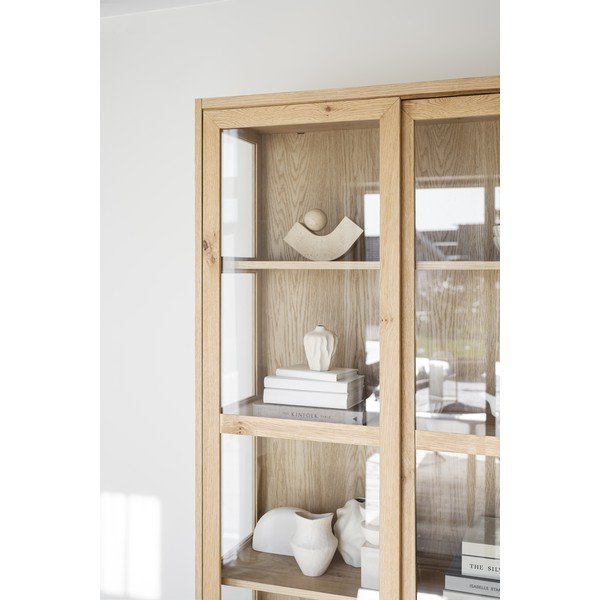 Vitrină natural  cu aspect de lemn de stejar cu ușă glisantă 100x203 cm Hazelton – Rowico-image-1