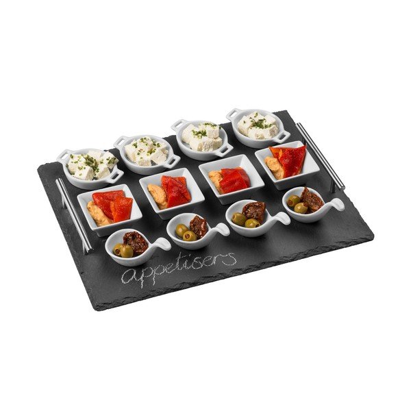 Set servire din ardezie Premier Housewares Appetiser Rectangle, 40 x 30 cm, 12 piese-image-1