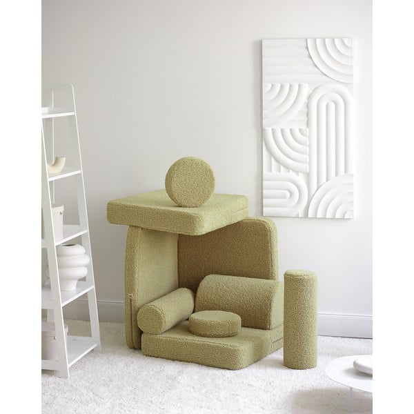 Canapea pentru copii verde cu tapițerie din țesătură bouclé 132 cm Settee – Wigiwama-image-1