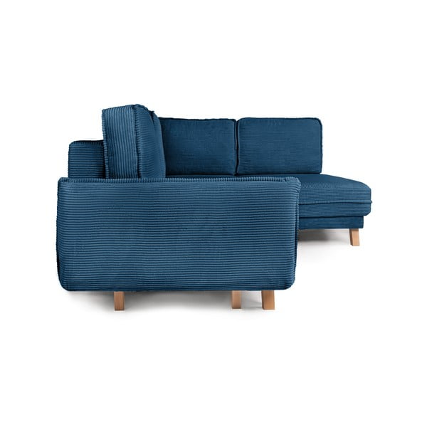 Colțar albastru extensibil cu tapițerie din catifea reiată  (cu colț pe partea dreaptă) Tori – Bonami Selection-image-3