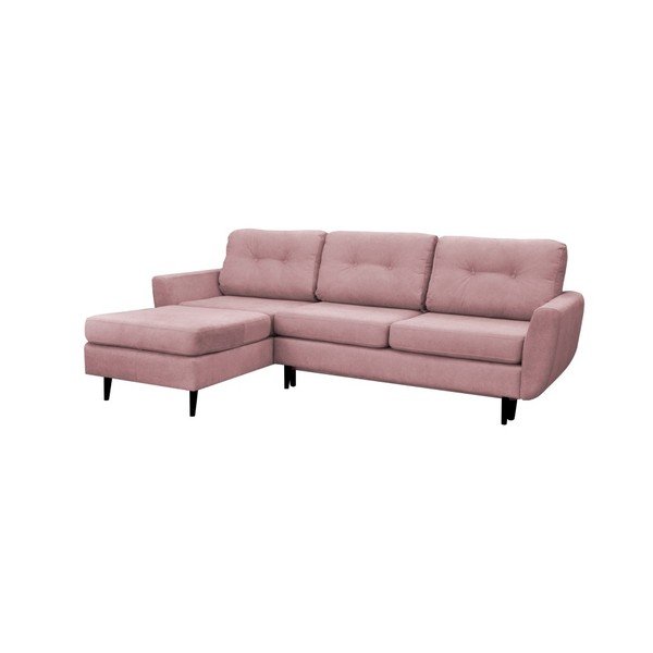 Canapea extensibilă cu picioare negre Mazzini Sofas Hortensia, pe stânga, roz deschis-image-1
