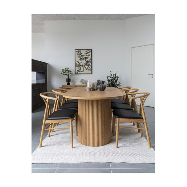 Scaun de dining negru/în culoare naturală din imitație de piele Artenara – House Nordic-image-4