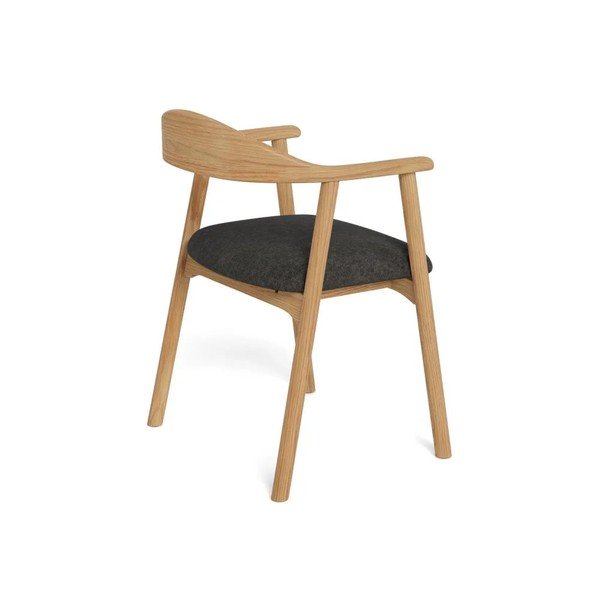 Scaune de dining gri-închis/în culoare naturală cu cotiere 2 buc. tapițate Addi – Actona-image-3