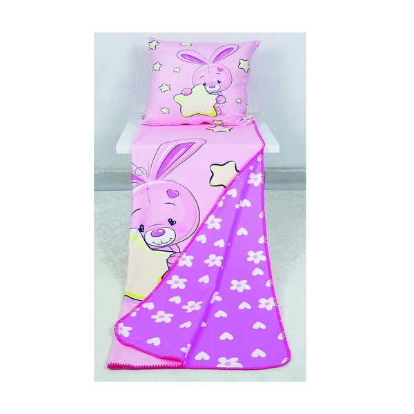 Set pătură și față de pernă  pentru copii roz 85x125 cm – OYO kids