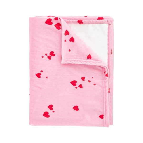 Pătură roz din polar/fleece 200x240 cm Heart – Catherine Lansfield