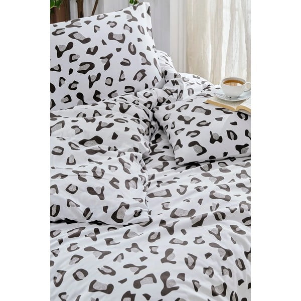 Lenjerie de pat albă-gri pentru pat de o persoană, extinsă cu cearceaf inclus, cu 3 piese 160x220 cm Modern – Mila Home-image-2