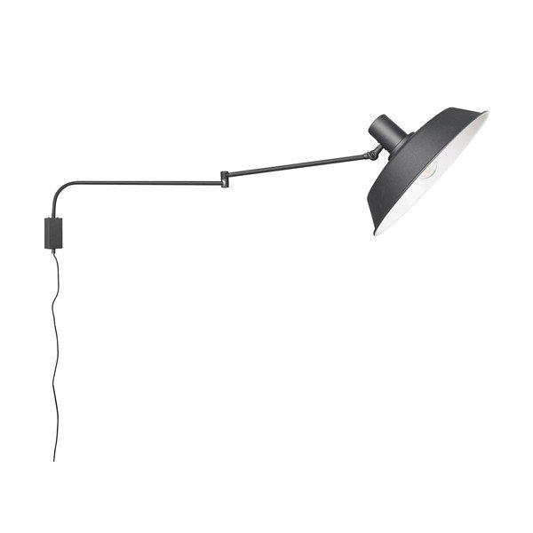 Aplică de perete negru-mat cu structură flexibilă cu alimentare la priză ø 35,5 cm Bolder – Trio