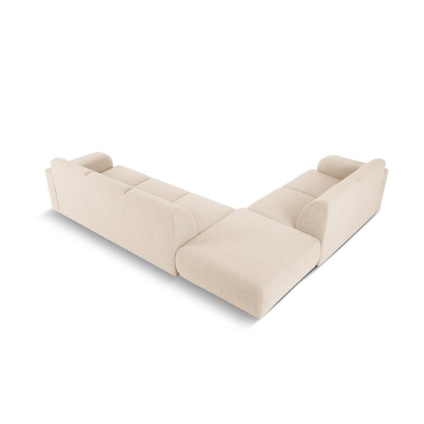 Colțar bej cu tapițerie din stofă bouclé (colț stânga) Molino – Micadoni Home-image-3