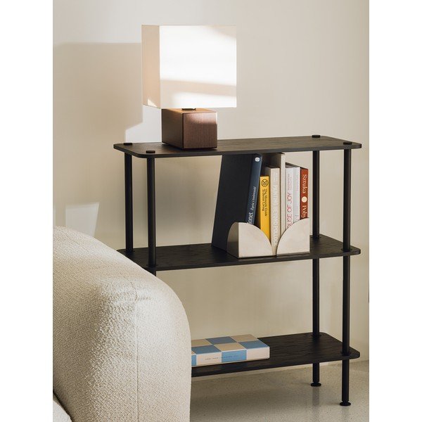 Etajeră neagră cu aspect de lemn de stejar 80x90,5x35 cm Teidi – noo.ma-image-1