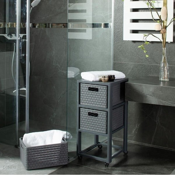 Etajeră de baie gri antracit din plastic 32,5x71 cm Country – Rotho-image-1