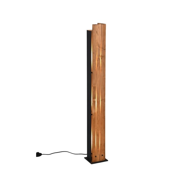 Lampadar negru/în culoare naturală cu abajur din lemn (înălțime 121 cm) Karuni – Trio-image-4