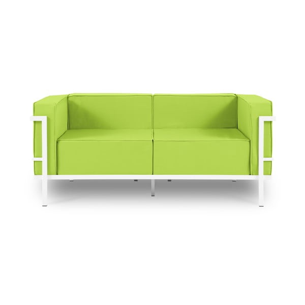 Canapea cu două locuri, adecvată pentru exterior Calme Jardin Cannes, verde lime - alb