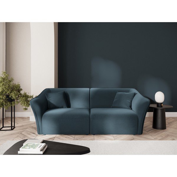 Canapea albastră cu tapițerie din catifea 206 cm Tokyo – Cosmopolitan Design-image-1