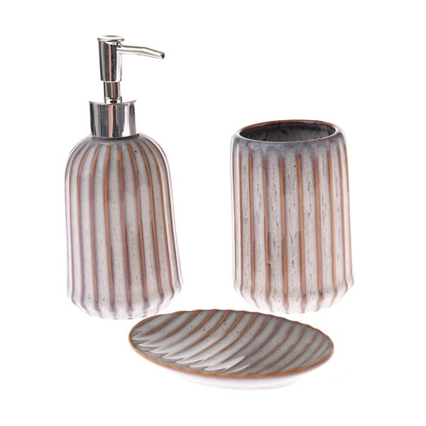 Set de accesorii de baie maro deschis din ceramică – Dakls