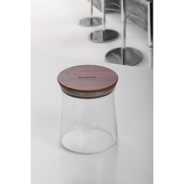 Recipient sticlă cu capac din bambus Bambum Olla, înălțime 13 cm-image-1