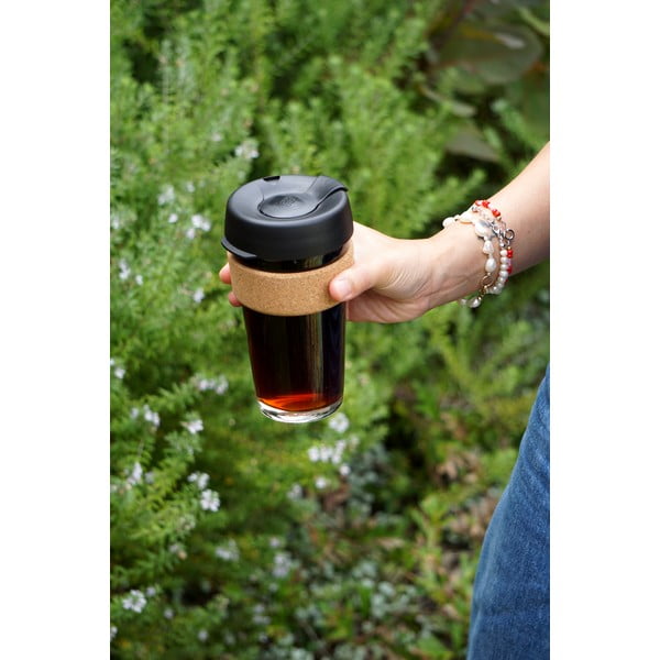 Cană de voiaj neagră/maro 454 ml Brew Cork Black L – KeepCup-image-1
