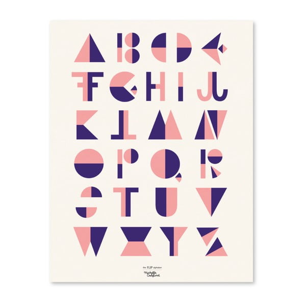 Poster Michelle Carlslund Flip Alphabet Rosa, 50 x 70 cm