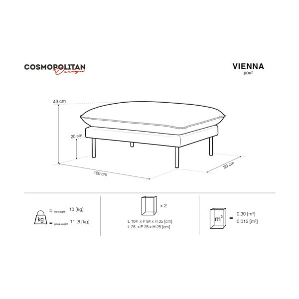 Taburet albastru închis cu tapițerie din catifea Vienna – Cosmopolitan Design-image-3