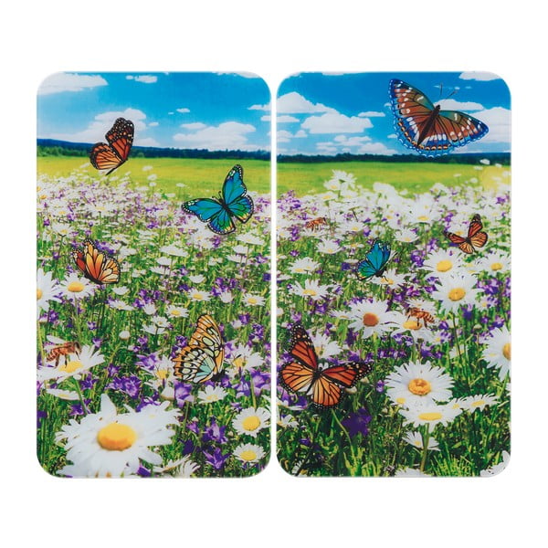 Protecții de aragaz 2 buc. din sticlă temperată 52x30 cm Summer Meadow – Maximex
