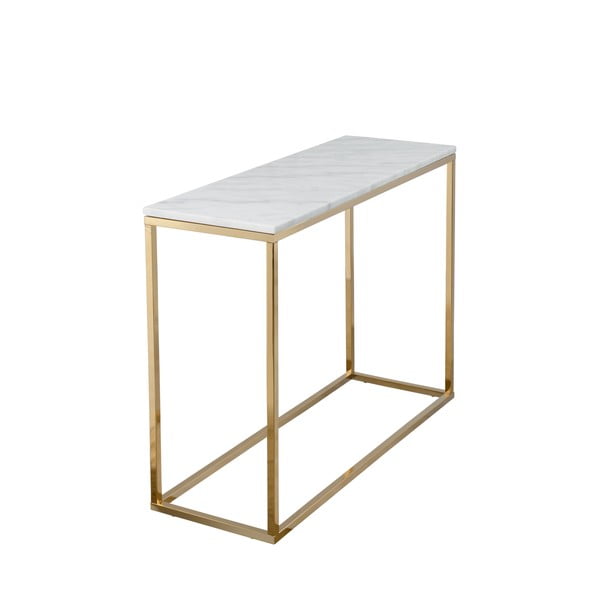 Consolă cu blat din marmură cu structură aurie RGE White Marble, lungime 100 cm, alb-image-2