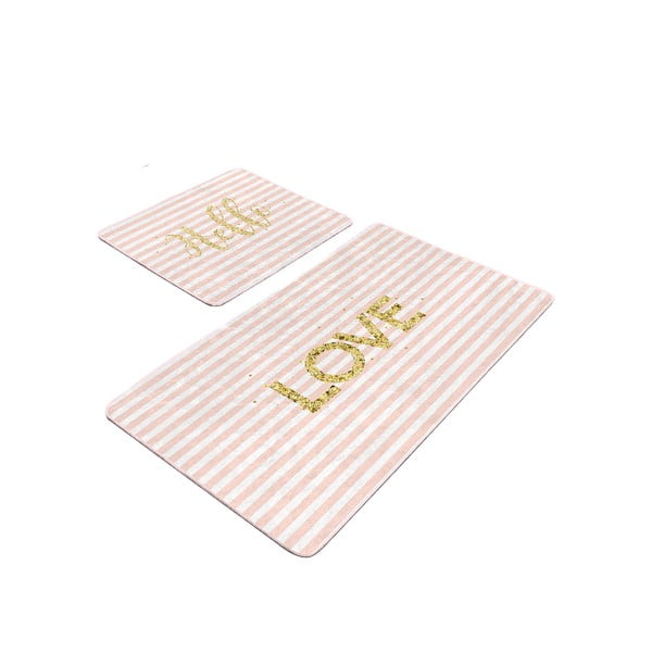Covorașe de baie roz 2 buc. din catifea 60x100 cm Love – Mila Home
