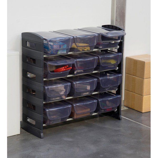 Etajeră de depozitare neagră din plastic 79x80 cm Utility One – Toomax-image-1