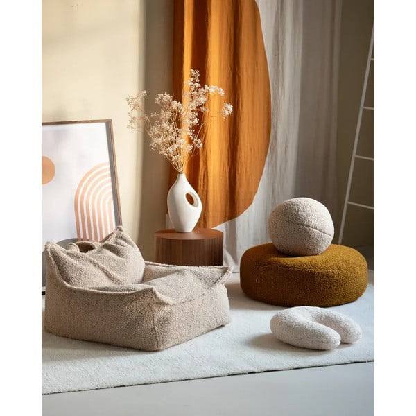 Pernă decorativă pentru copii crem cu tapițerie din țesătură bouclé U – Wigiwama-image-3