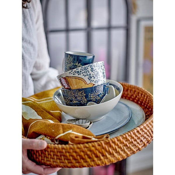 Bol mic alb-albastru din gresie 460 ml Hezha – Bloomingville-image-1