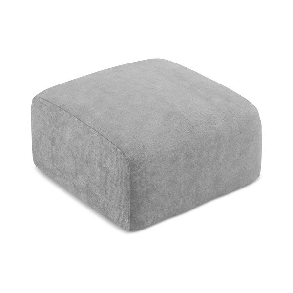 Taburet gri deschis cu tapițerie din chenille Leila – Makamii-image-2