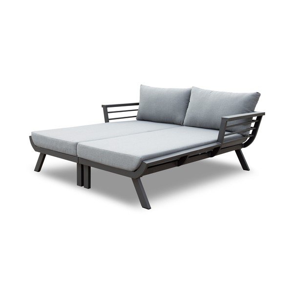 Șezlong de grădină gri capitonat Delia – Garden Pleasure