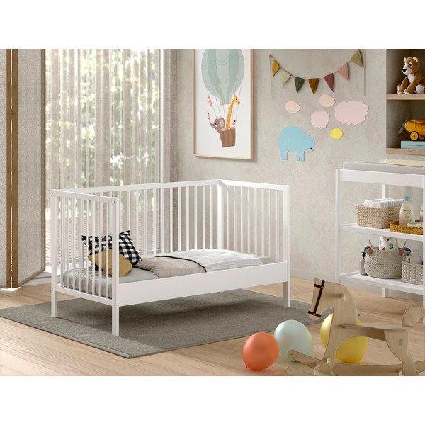 Pătuț alb din lemn de pin 70x140 cm DINO – Vipack-image-1