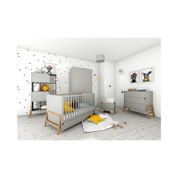 Bibliotecă din lemn de stejar BELLAMY Lotta, gri-image-1