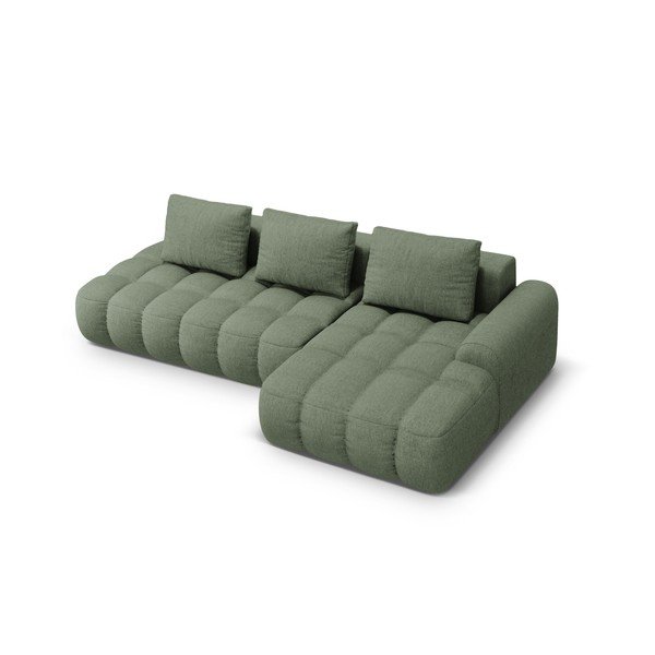 Colțar verde extensibil/cu spațiu de depozitare (cu colț pe partea dreaptă/cu șezlong) Linz – Cosmopolitan Design-image-3
