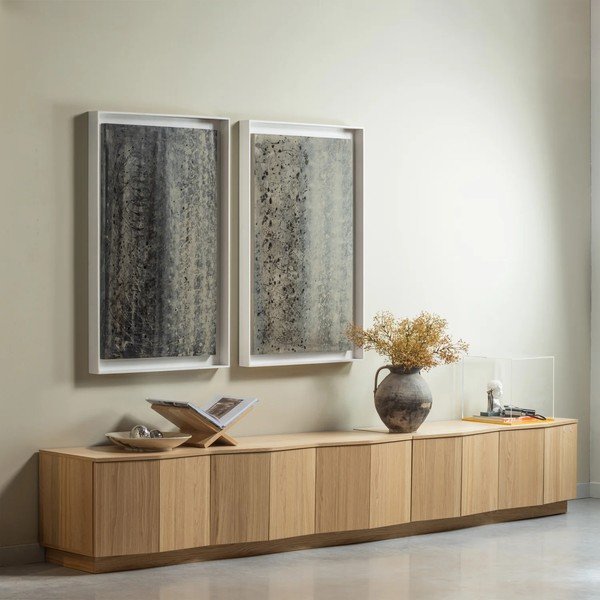 Comodă TV în culoare naturală din lemn de stejar 200x52x45 cm Zuma – WOOOD-image-1