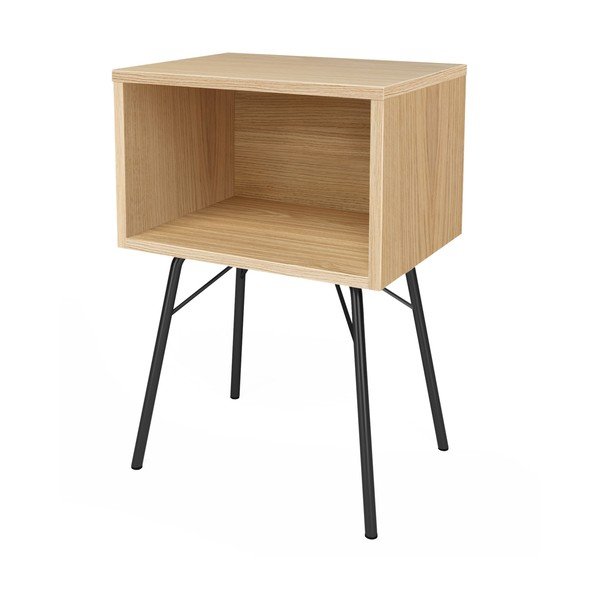 Noptieră în culoare naturală cu aspect de lemn de stejar Rayburn – Woodman-image-2