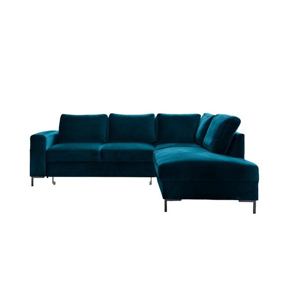 Colțar turcoaz extensibil cu tapițerie din catifea (cu colț pe partea dreaptă) Lofty Lilly – Miuform