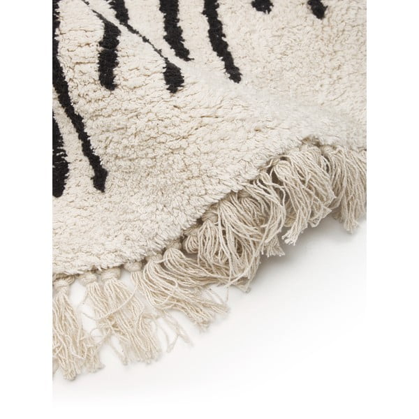 Covor țesut manual din bumbac Westwing Collection Fini, ø 150 cm, bej-negru-image-2