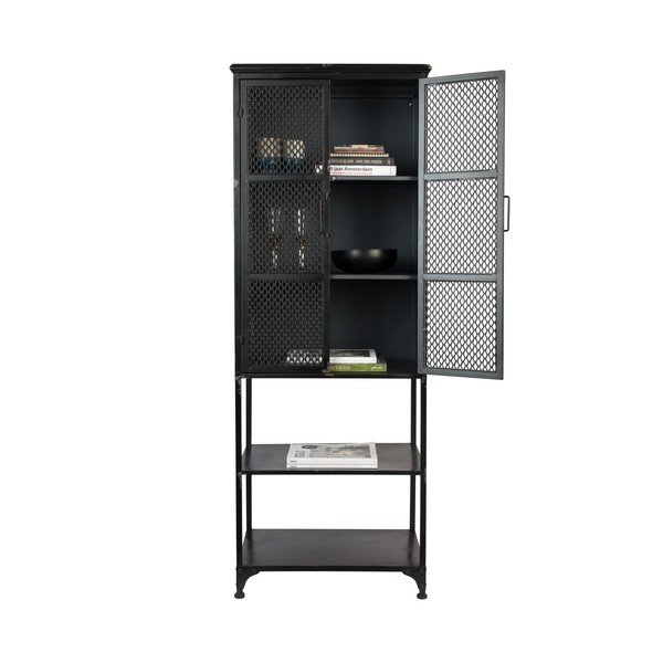 Vitrină neagră din metal 60x161 cm Denver – Dutchbone-image-3