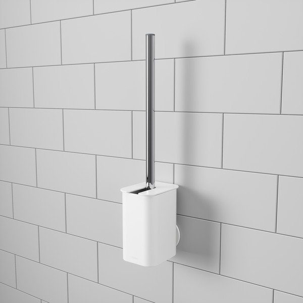 Perie de WC albă autoadezivă din plastic Flex – Umbra-image-1