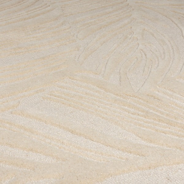 Covor bej rotund din lână ø 160 cm Leaf - Flair Rugs-image-2