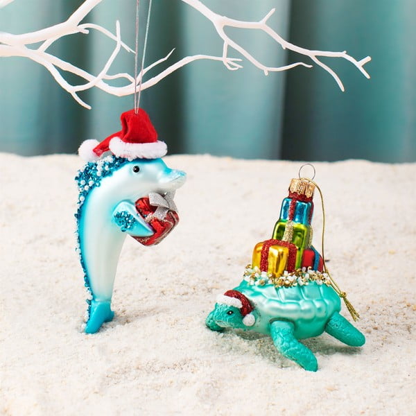 Ornament de Crăciun lucrat manual din sticlă 12,5 cm Dolphin – Sass & Belle-image-1